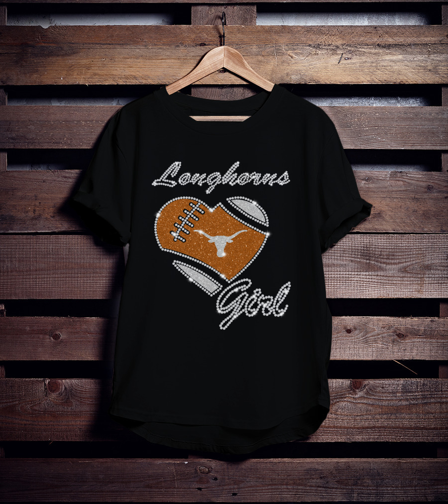 Longhorns Girl Heart Football Texas Longhorns T-Shirt