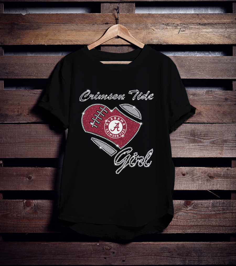Crimson Tide Alabama Crimson Tide Girl Football Heart T-Shirt