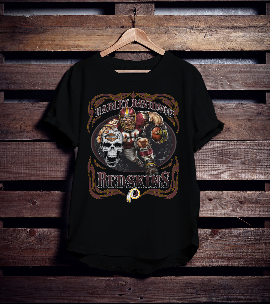 Harley Davidson Redskins Football Skull Player T-Shirt
