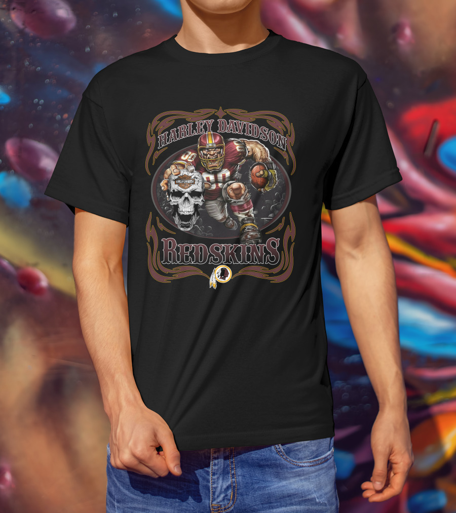 Harley Davidson Redskins Football Skull Player T-Shirt