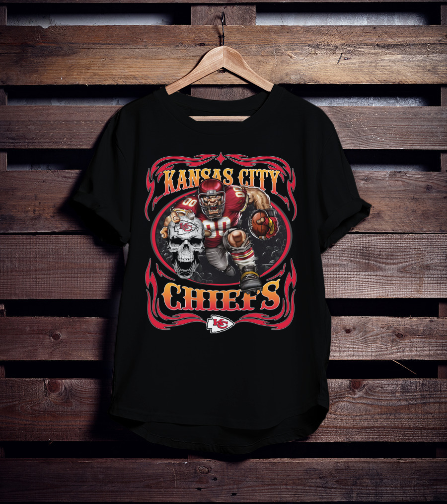 Kansas City Chiefs Skull Warrior Football Player T-Shirt