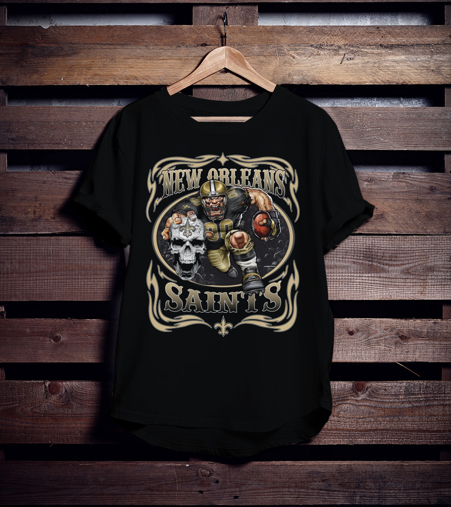New Orleans Saints Football Skull And Player T-Shirt