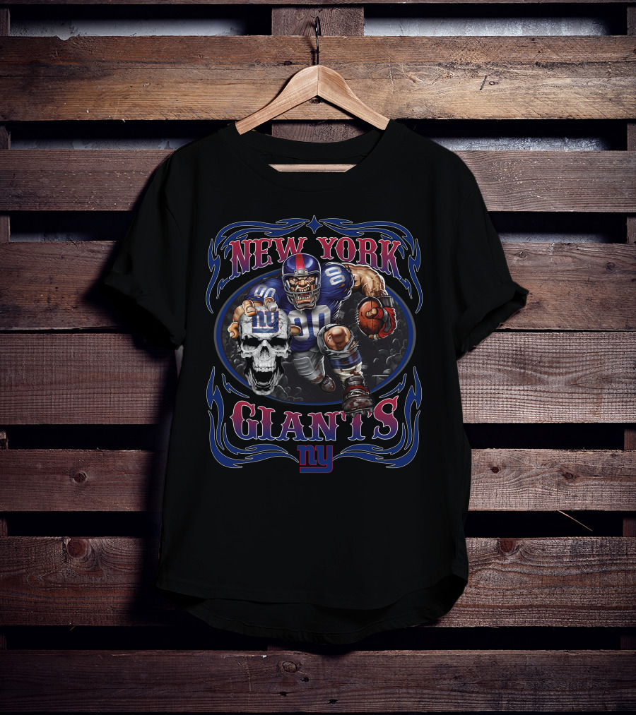 New York Giants Skull And Football Player T-Shirt