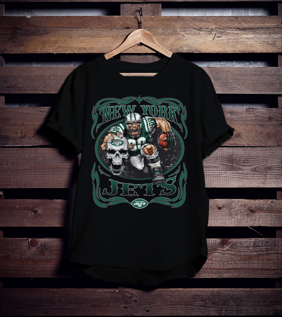 New York Jets Football Warrior Skull Mashup T-Shirt