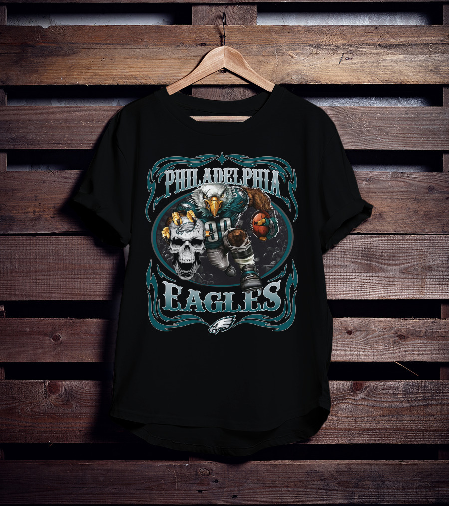 Philadelphia Eagles Fierce Mascot With Skull And Football T-Shirt