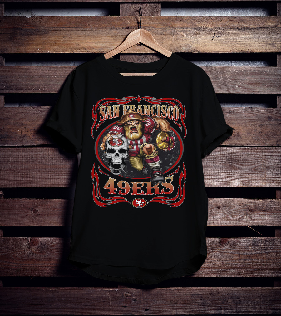 San Francisco 49ers Fierce Warrior Logo Football Theme T-Shirt