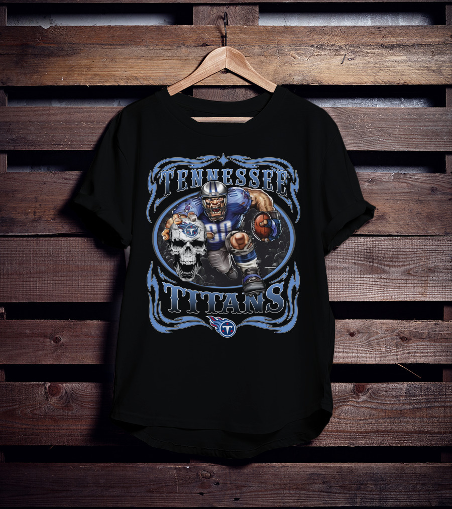 Tennessee Titans Football Warrior With Skull And Team T-Shirt