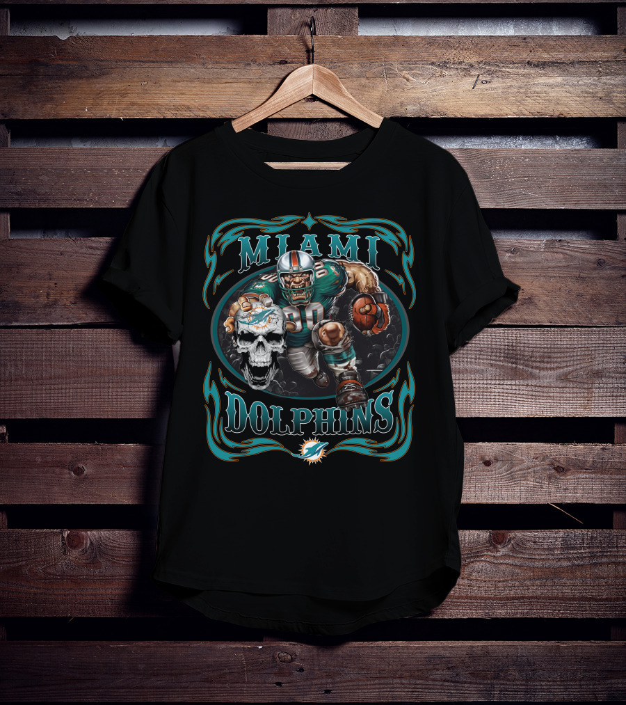 Miami Dolphins Nfl Football Skull And Player T-Shirt