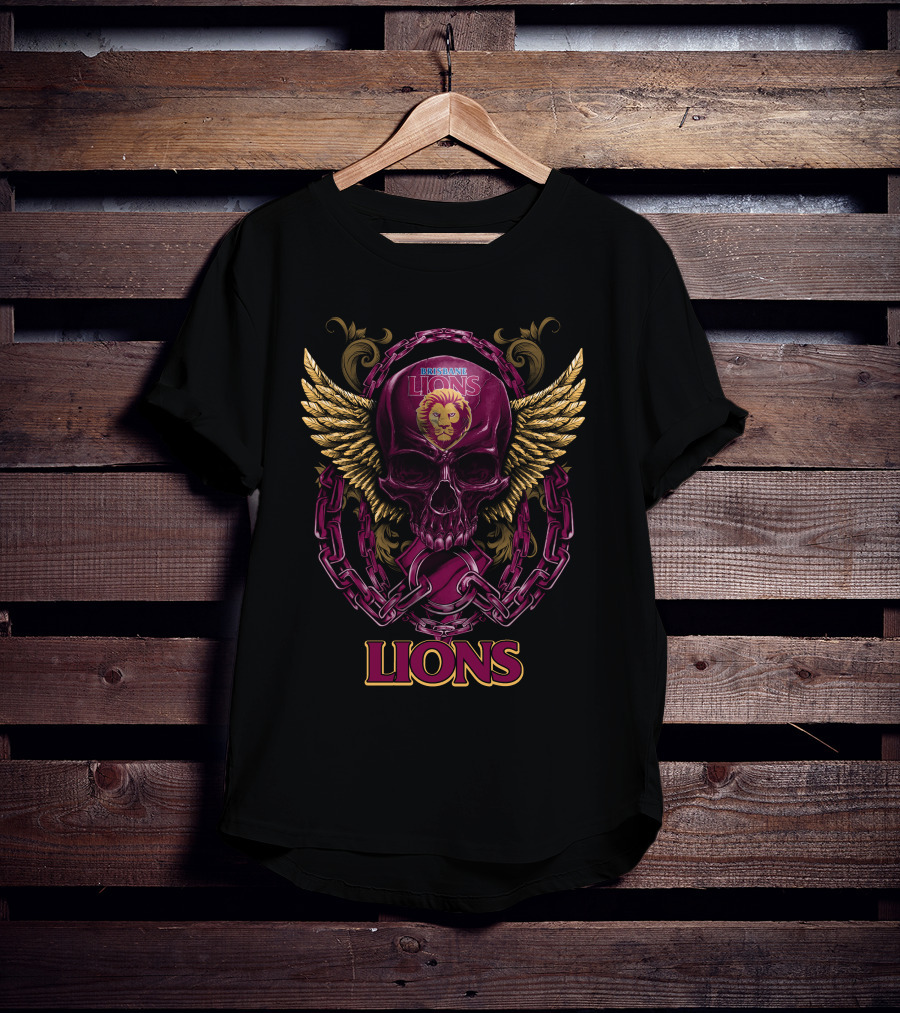 Brisbane Lions Skull Wings And Chains T-Shirt