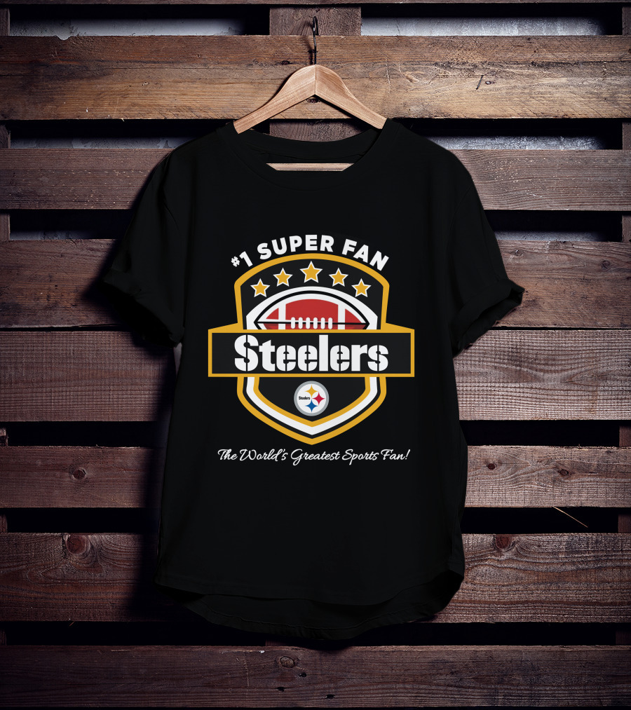 Steelers Football Shield With Stars And Pittsburgh Steelers T-Shirt