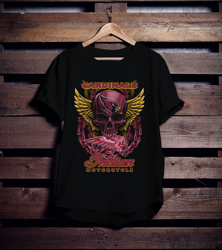 Cardinals Indian Motorcycle Skull Wings T-Shirt