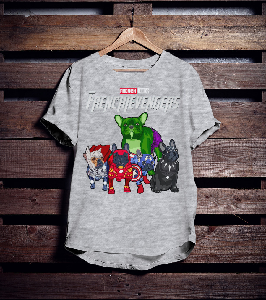 French Bulldog Frenchievengers Superhero Canine Team T-Shirt