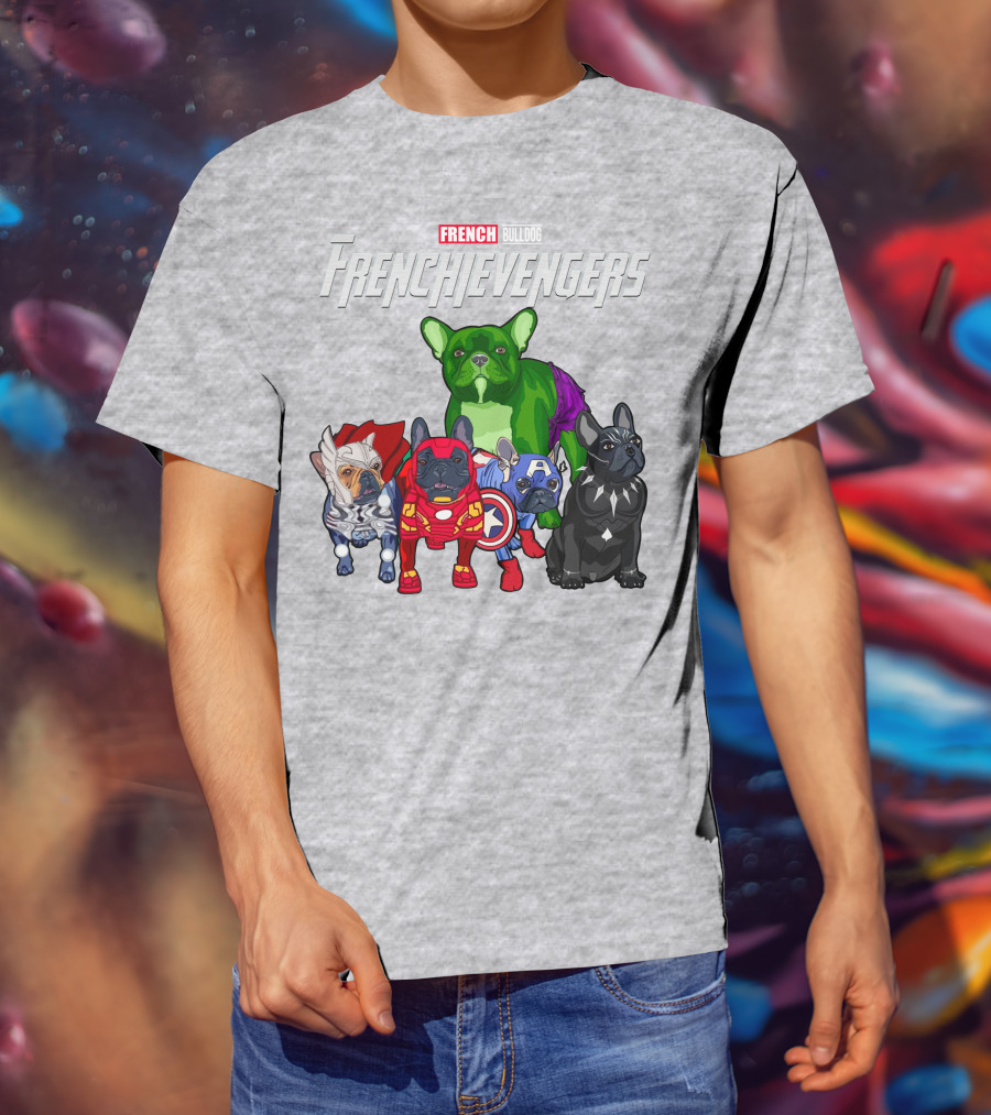 French Bulldog Frenchievengers Superhero Canine Team T-Shirt