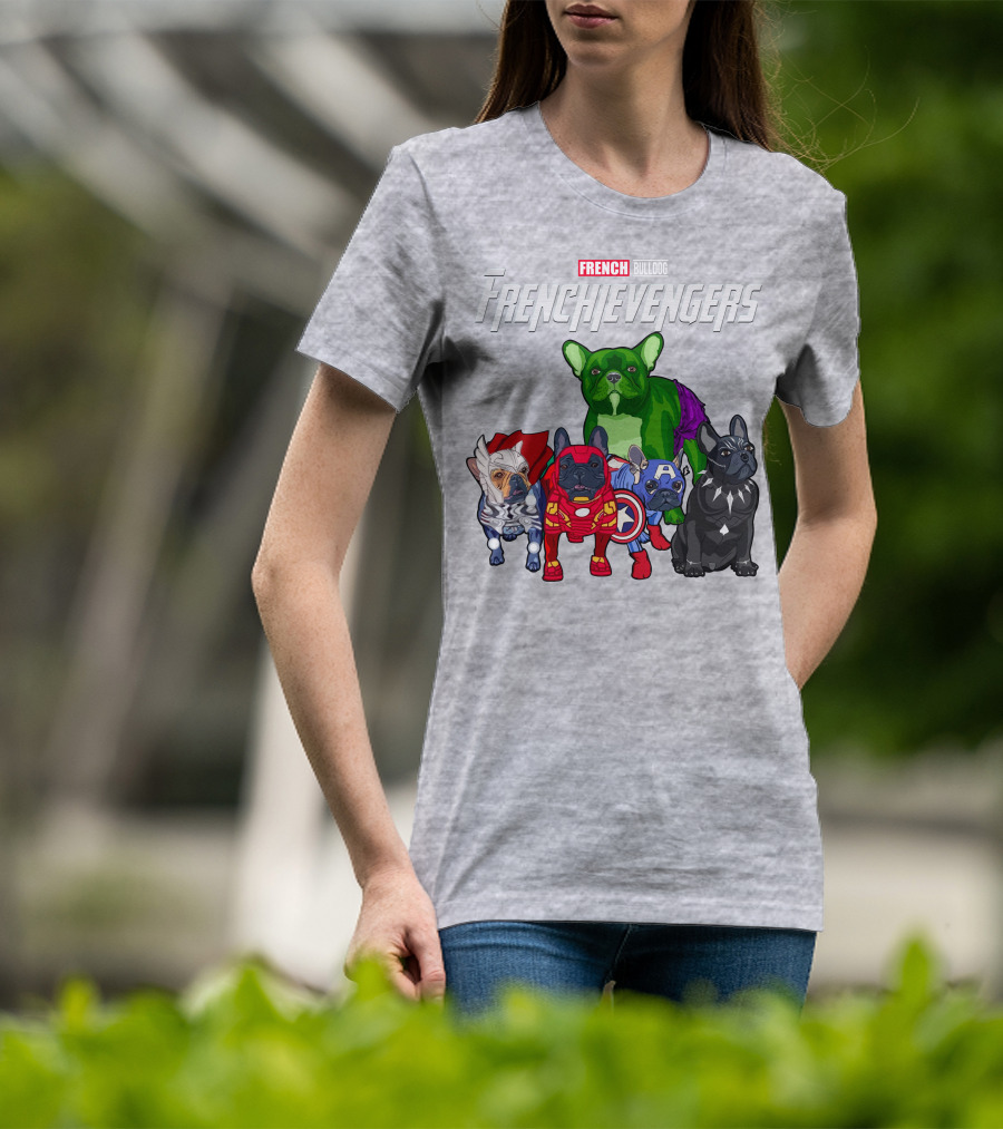 French Bulldog Frenchievengers Superhero Canine Team T-Shirt