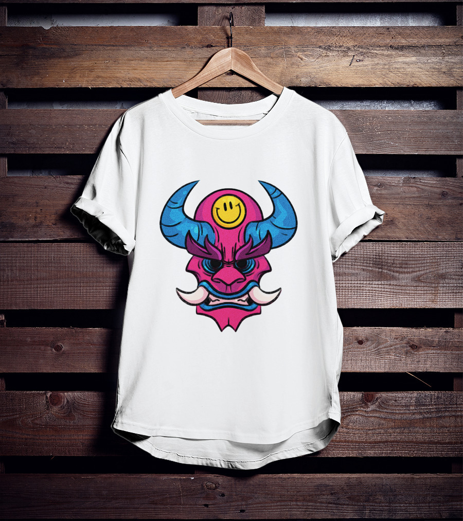 DACREW Oni Mask Smiley Face T-Shirt