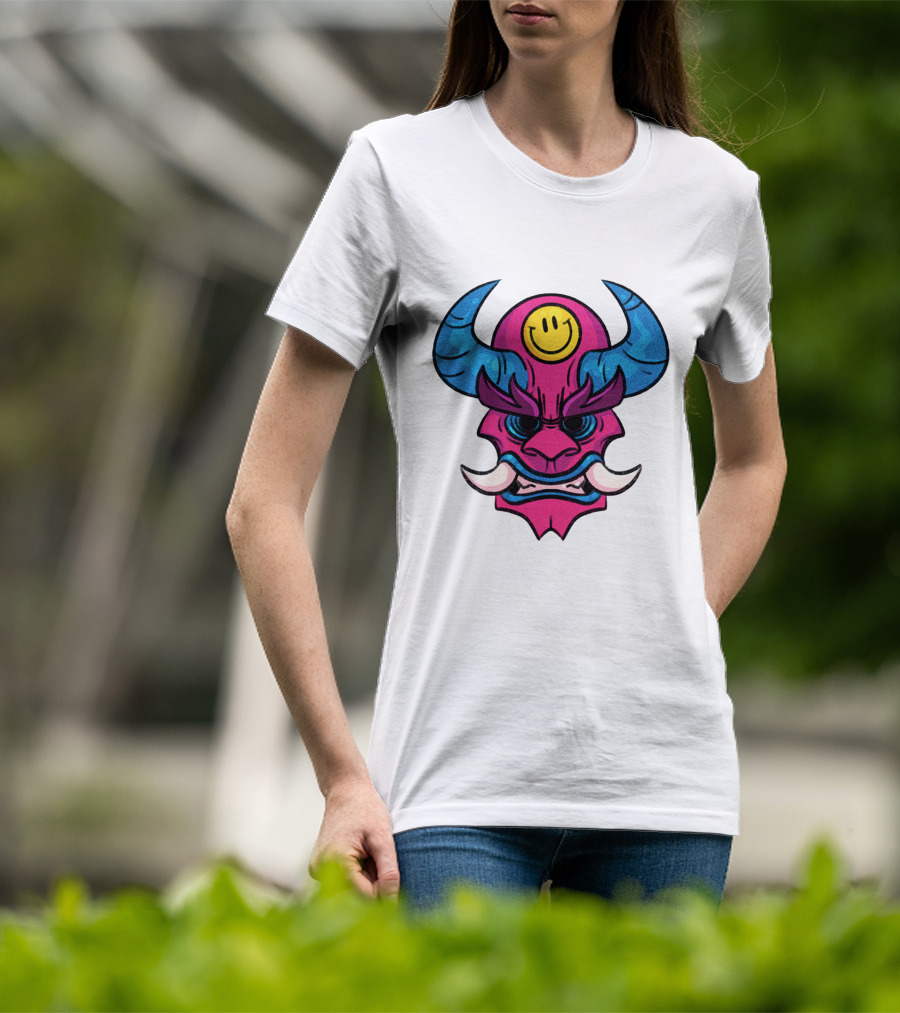 DACREW Oni Mask Smiley Face T-Shirt