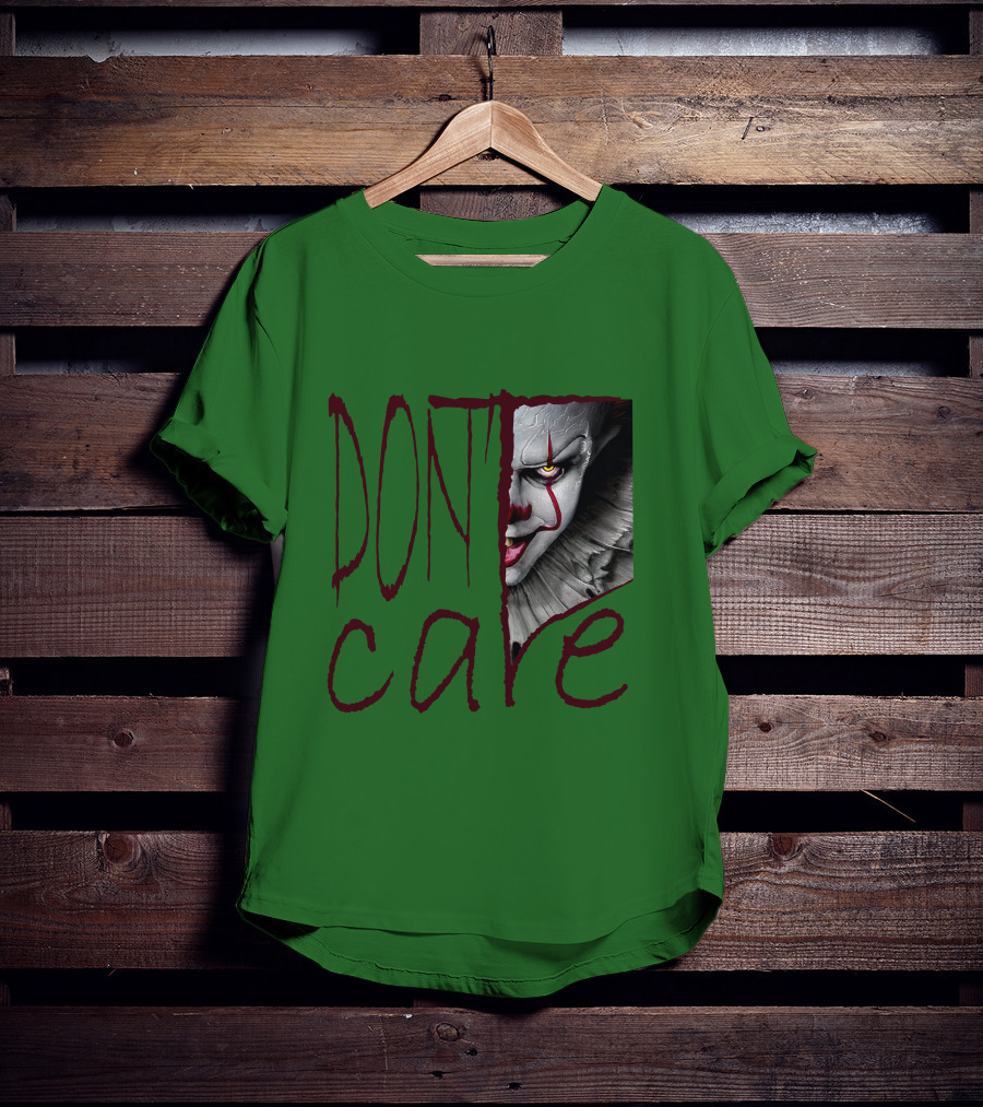 DON'T CARE Pennywise Face Clown Horror T-Shirt