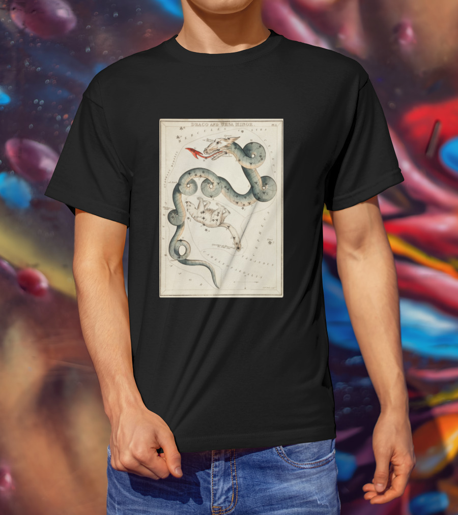 Draco And Ursa Minor Celestial Map T-Shirt