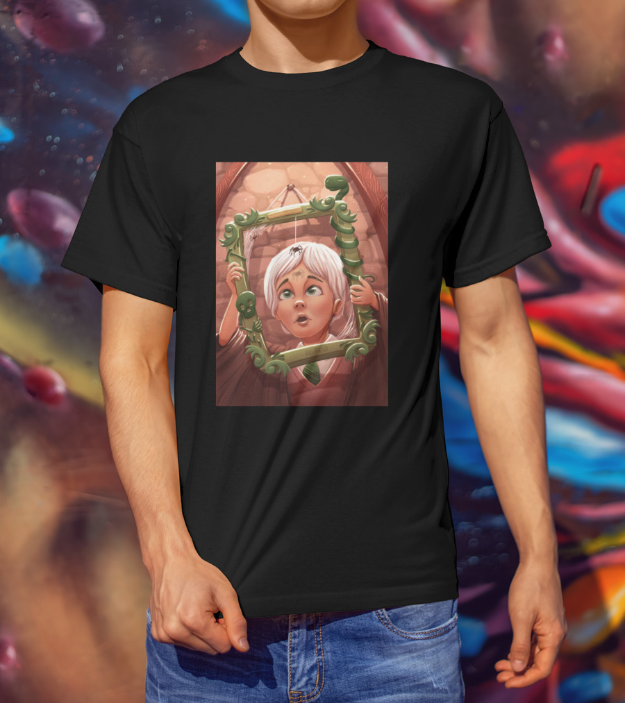 Draco Lucius Malfoy Holding Enchanted Green Frame In Brick Room T-Shirt