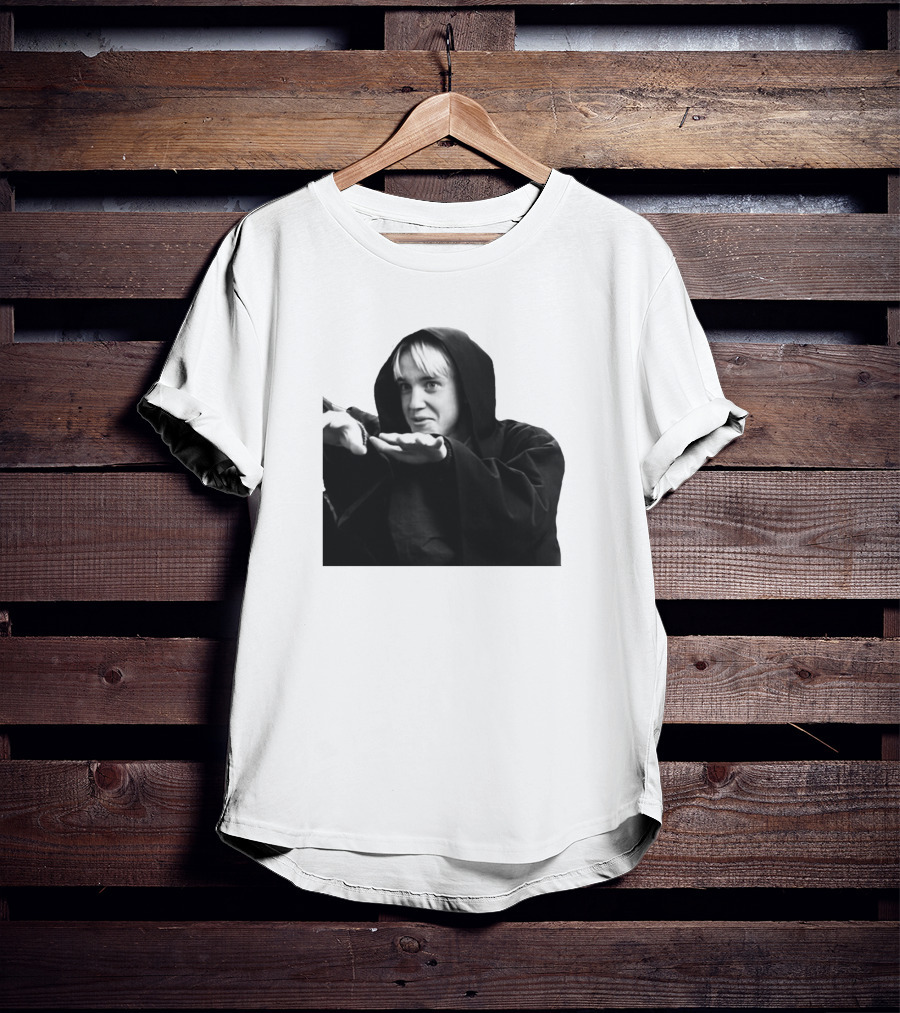 Draco Malfoy Black And White Hooded Cloak Image T-Shirt