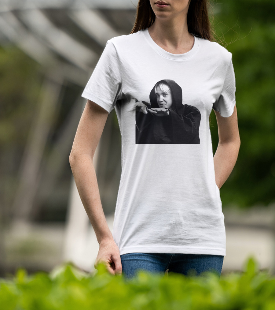 Draco Malfoy Black And White Hooded Cloak Image T-Shirt