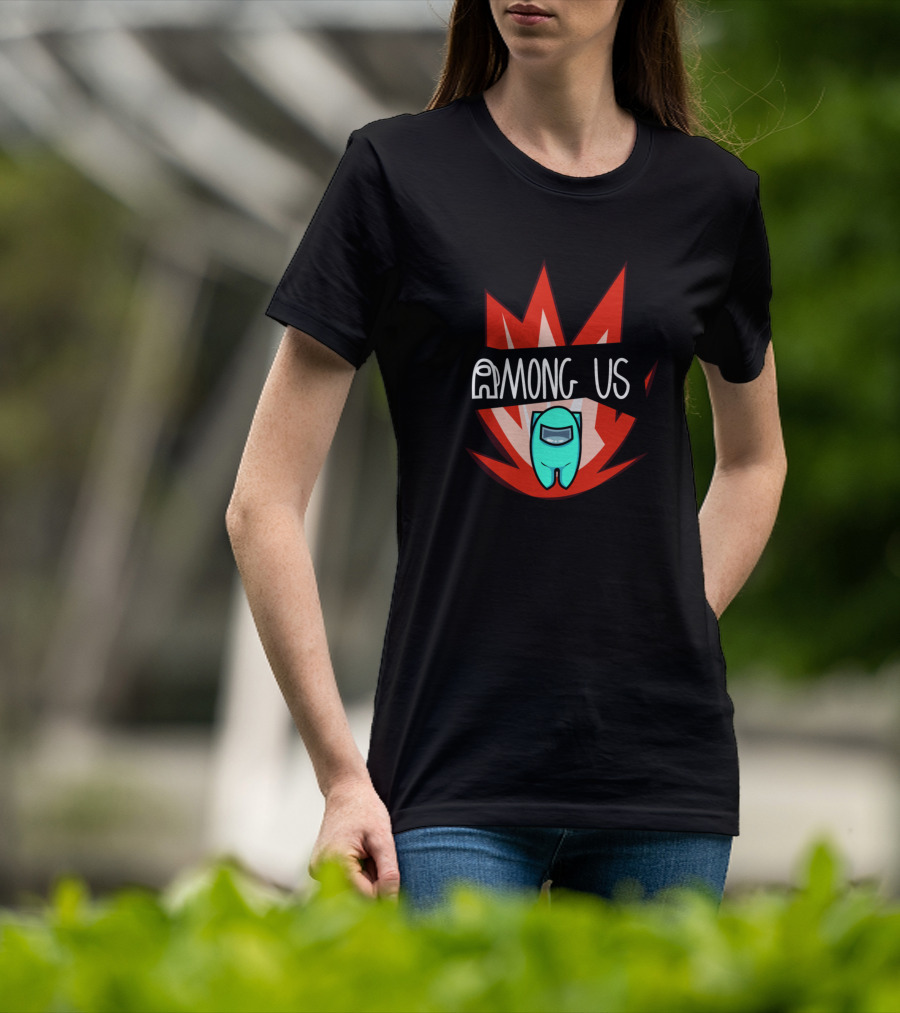 AMONG US Cyanmc4qd Crewmate With Fiery Background T-Shirt
