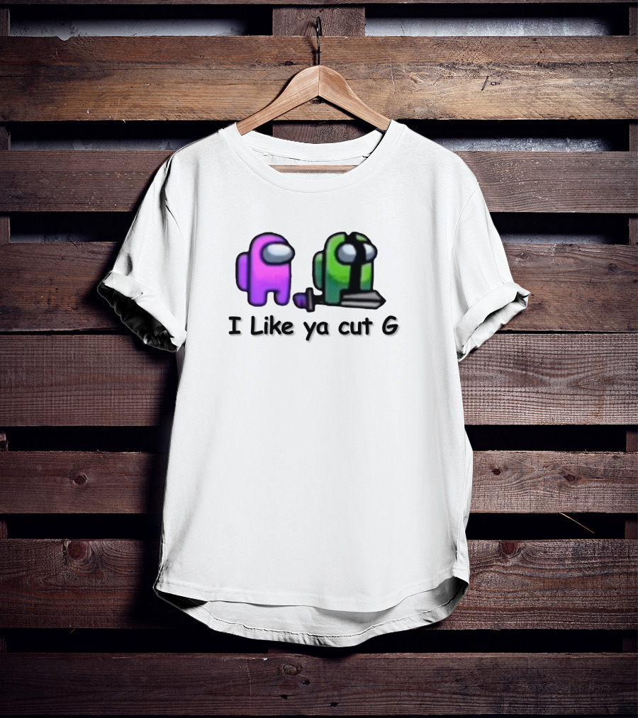 Among Us I Like Ya Cut G Purple And Green Characters With Sword T-Shirt