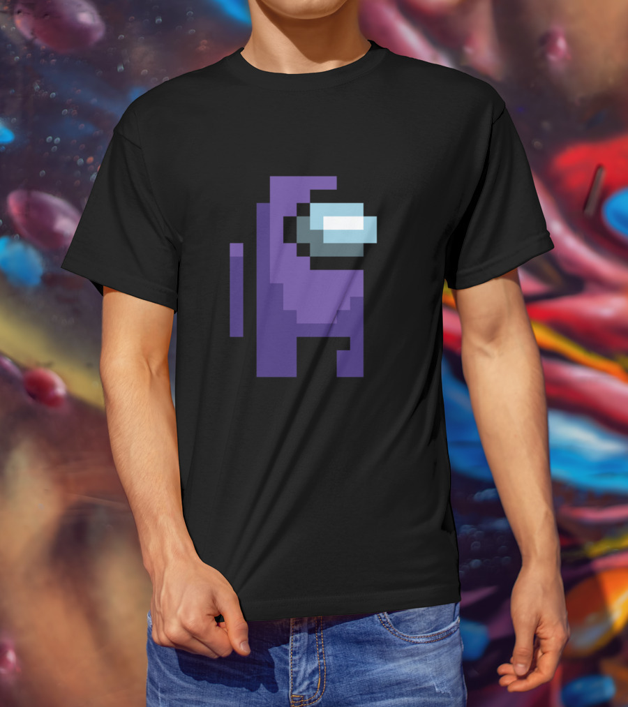 Among Us Purple Character Pixel T-Shirt