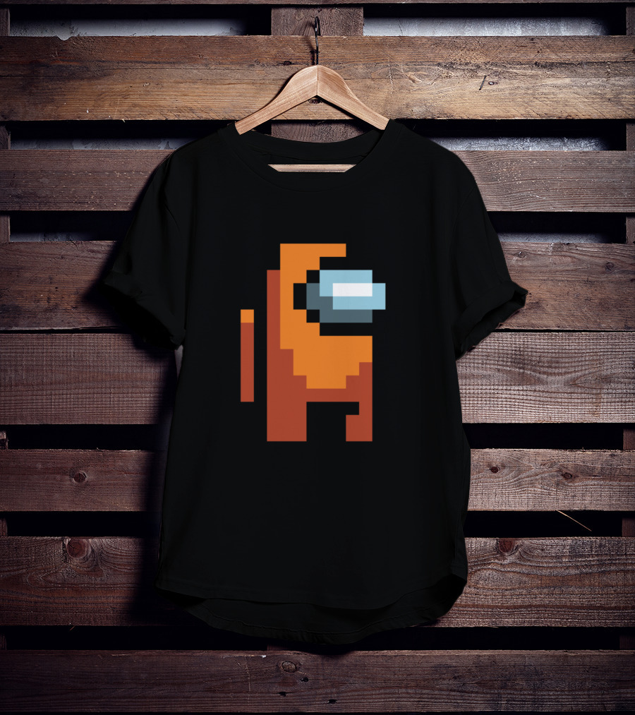 Among Us Orange Crewmate Pixel T-Shirt