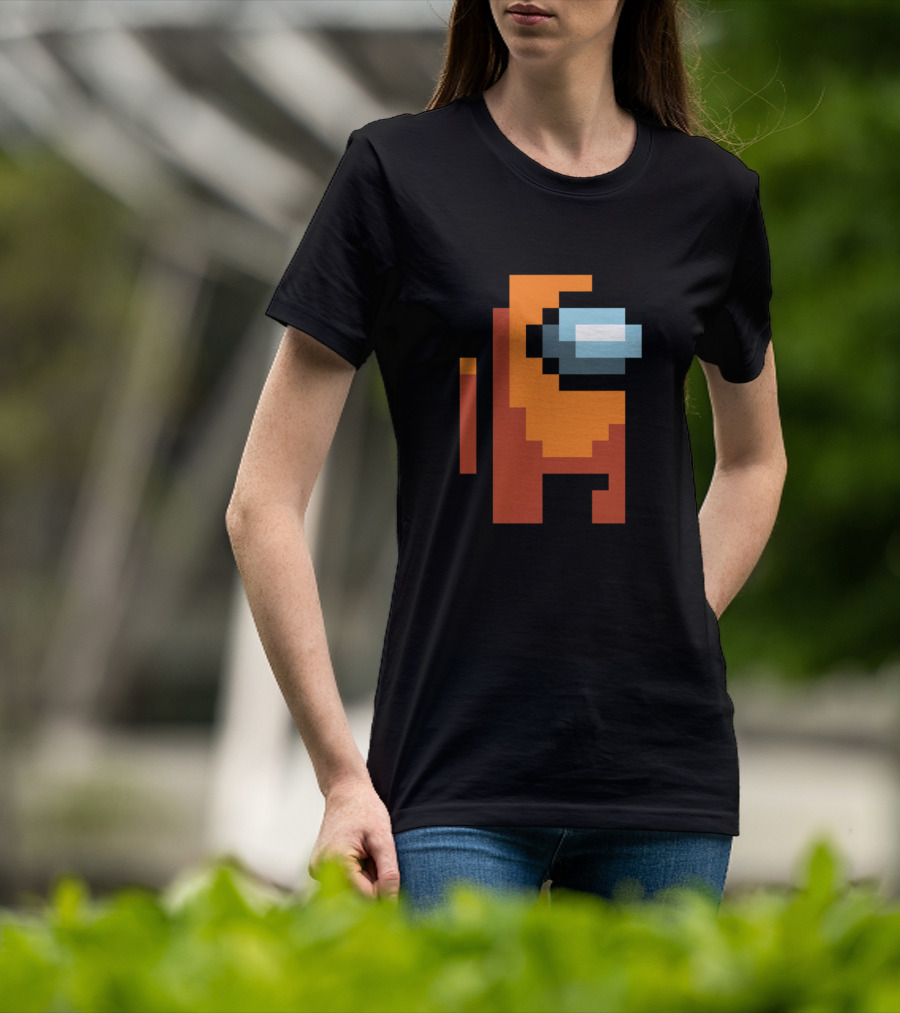 Among Us Orange Crewmate Pixel T-Shirt