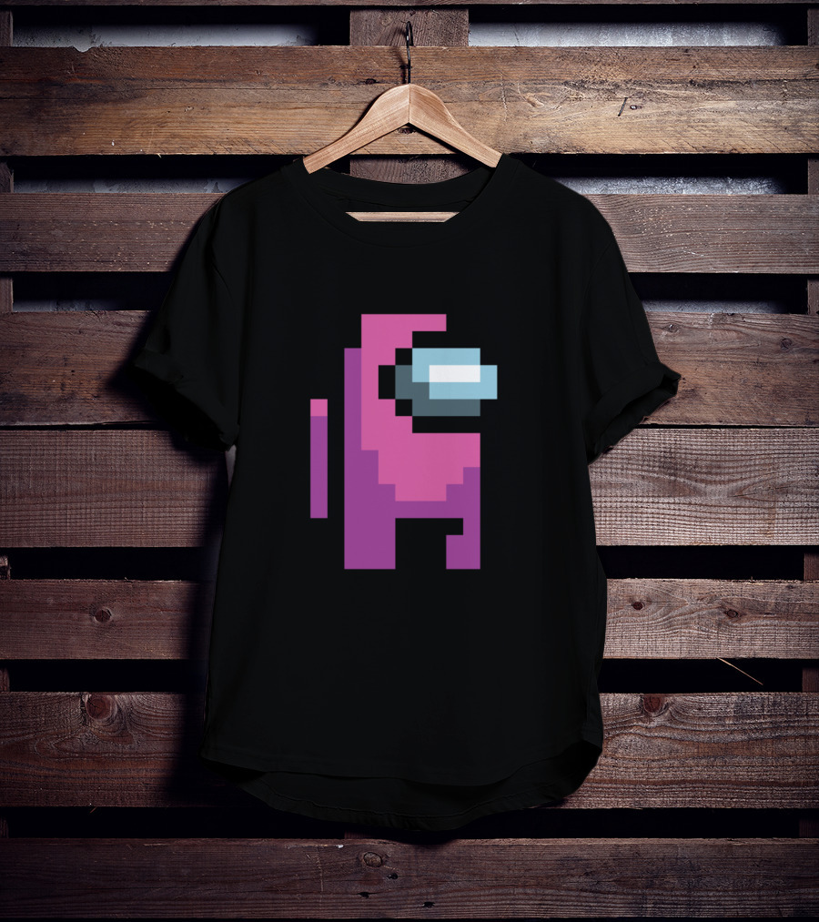 Among Us Pink Crewmate Character Pixel T-Shirt