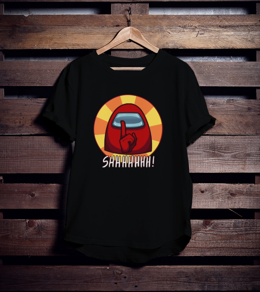 Among Us Shhhhhh Red Crewmate Silence Gesture T-Shirt