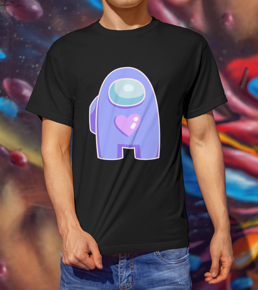 Blue Violet Among Us Crewmate Heart T-Shirt