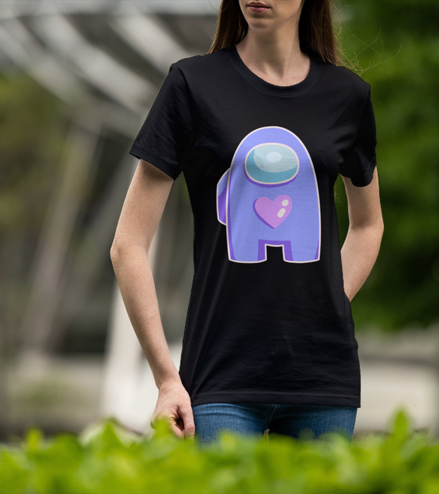 Blue Violet Among Us Crewmate Heart T-Shirt