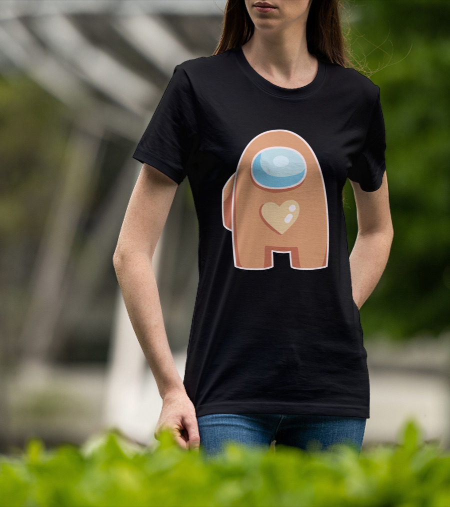 Brown Crewmate With Heart Among Us T-Shirt