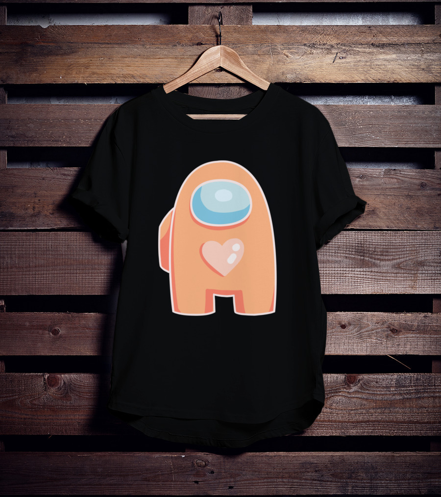 Orange Among Us Crewmate With Heart T-Shirt