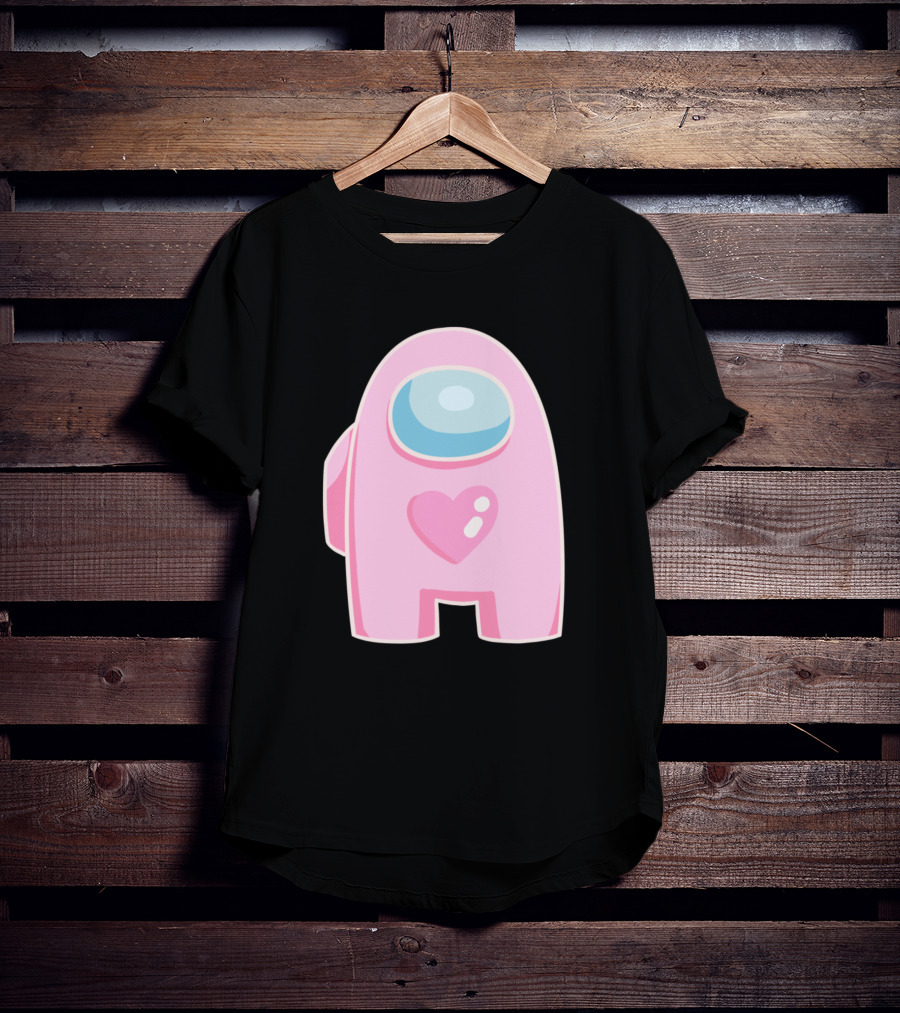 Pink Heart Among Us Crewmate Character T-Shirt