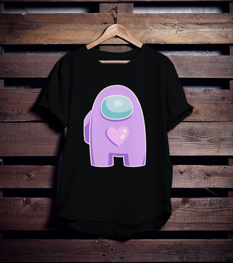 Purple Among Us Crewmate With Heart T-Shirt