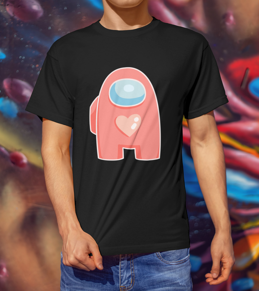 Red Crewmate With Heart Among Us T-Shirt