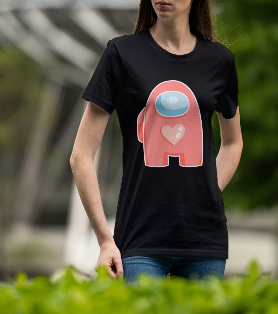 Red Crewmate With Heart Among Us T-Shirt