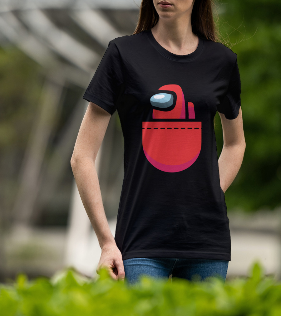Red Crewmate Pocket Among Us Crewmate T-Shirt