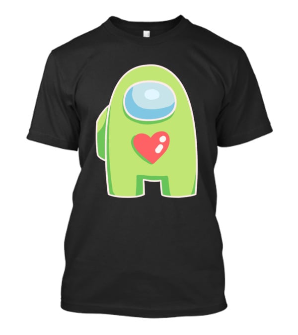 Yellow Green Among Us Crewmate With Heart T-Shirt