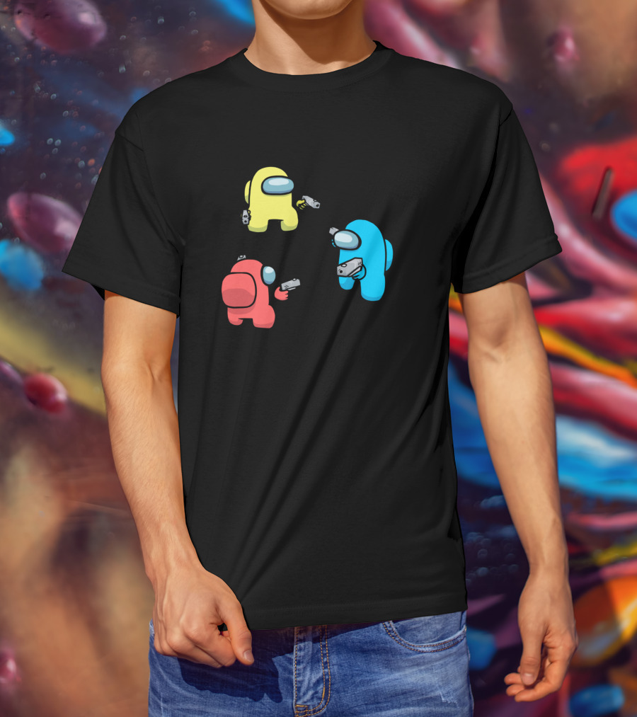 Among Us Parody You Can't Trust Anyone Crewmates Mexican Standoff T-Shirt