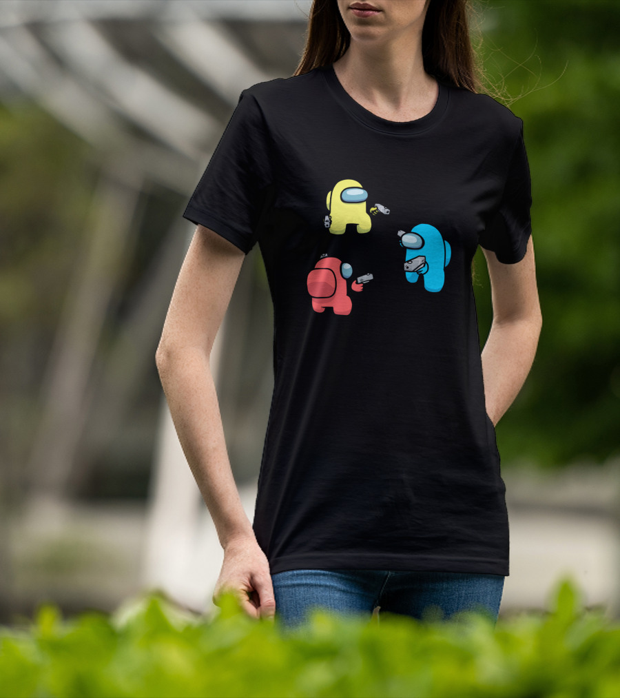 Among Us Parody You Can't Trust Anyone Crewmates Mexican Standoff T-Shirt