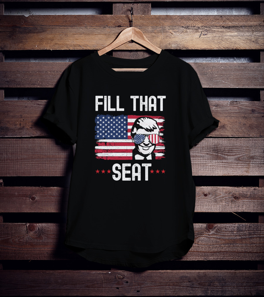 Fill That Seat Patriotic Flag Glasses Face T-Shirt