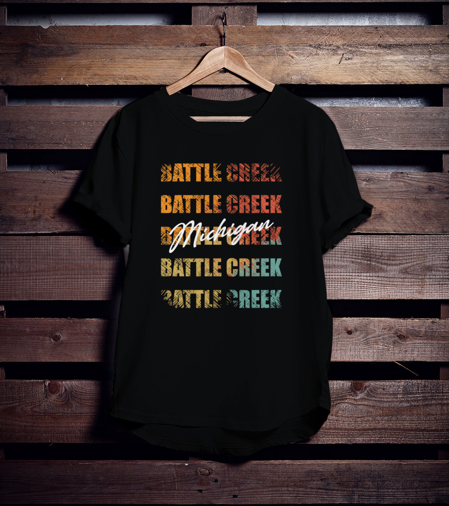 Battle Creek Michigan Retro Vintage Text T-Shirt