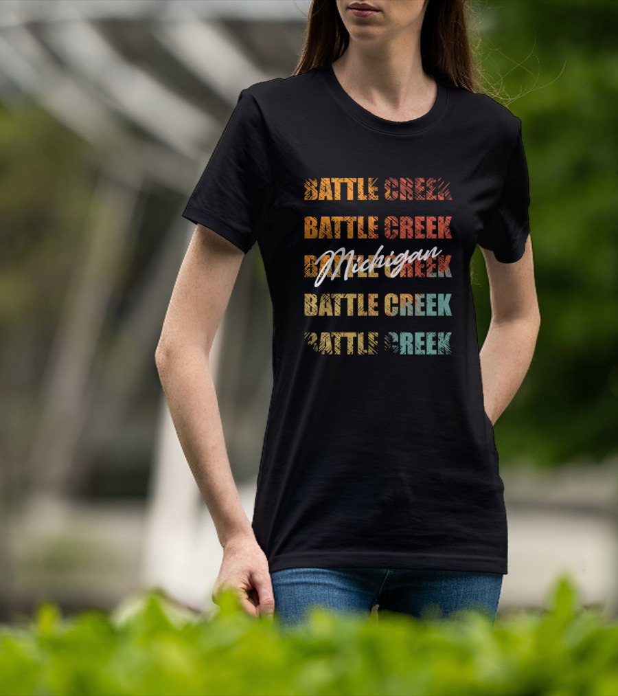 Battle Creek Michigan Retro Vintage Text T-Shirt