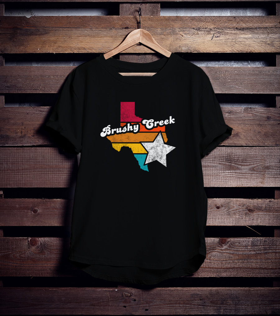 Brushy Creek Texas Retro Texas Map With Star T-Shirt