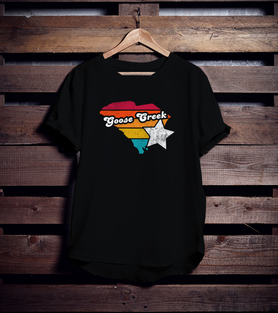 Goose Creek South Carolina State Map Retro Stripes Star T-Shirt