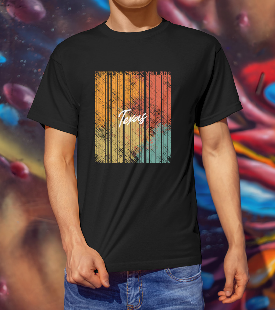 Hunters Creek Village Texas Vintage Retro Style Stripes T-Shirt